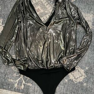 Express. New without tags. Metallic Long Sleeve Bodysuit